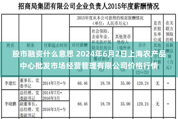 股市融资什么意思 2024年6月2日上海农产品中心批发市场经营管理有限公司价格行情