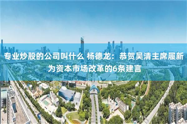 专业炒股的公司叫什么 杨德龙：恭贺吴清主席履新 为资本市场改革的6条建言