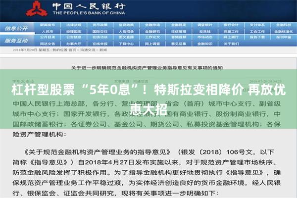 杠杆型股票 “5年0息”！特斯拉变相降价 再放优惠大招