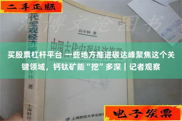 买股票杠杆平台 一些地方推进碳达峰聚焦这个关键领域，钙钛矿能“挖”多深｜记者观察