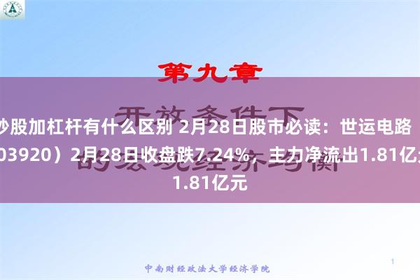 炒股加杠杆有什么区别 2月28日股市必读：世运电路（603920）2月28日收盘跌7.24%，主力净流出1.81亿元